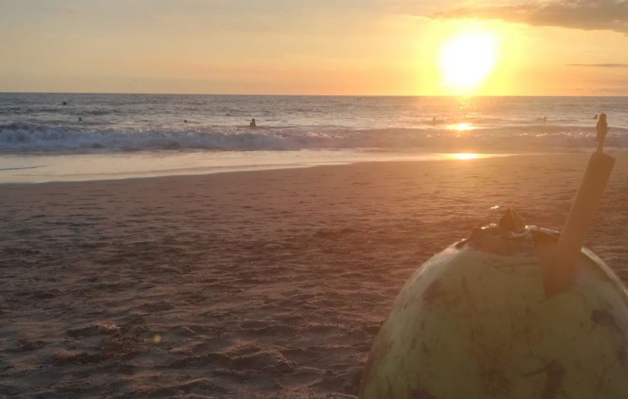 Sunset with a coconut